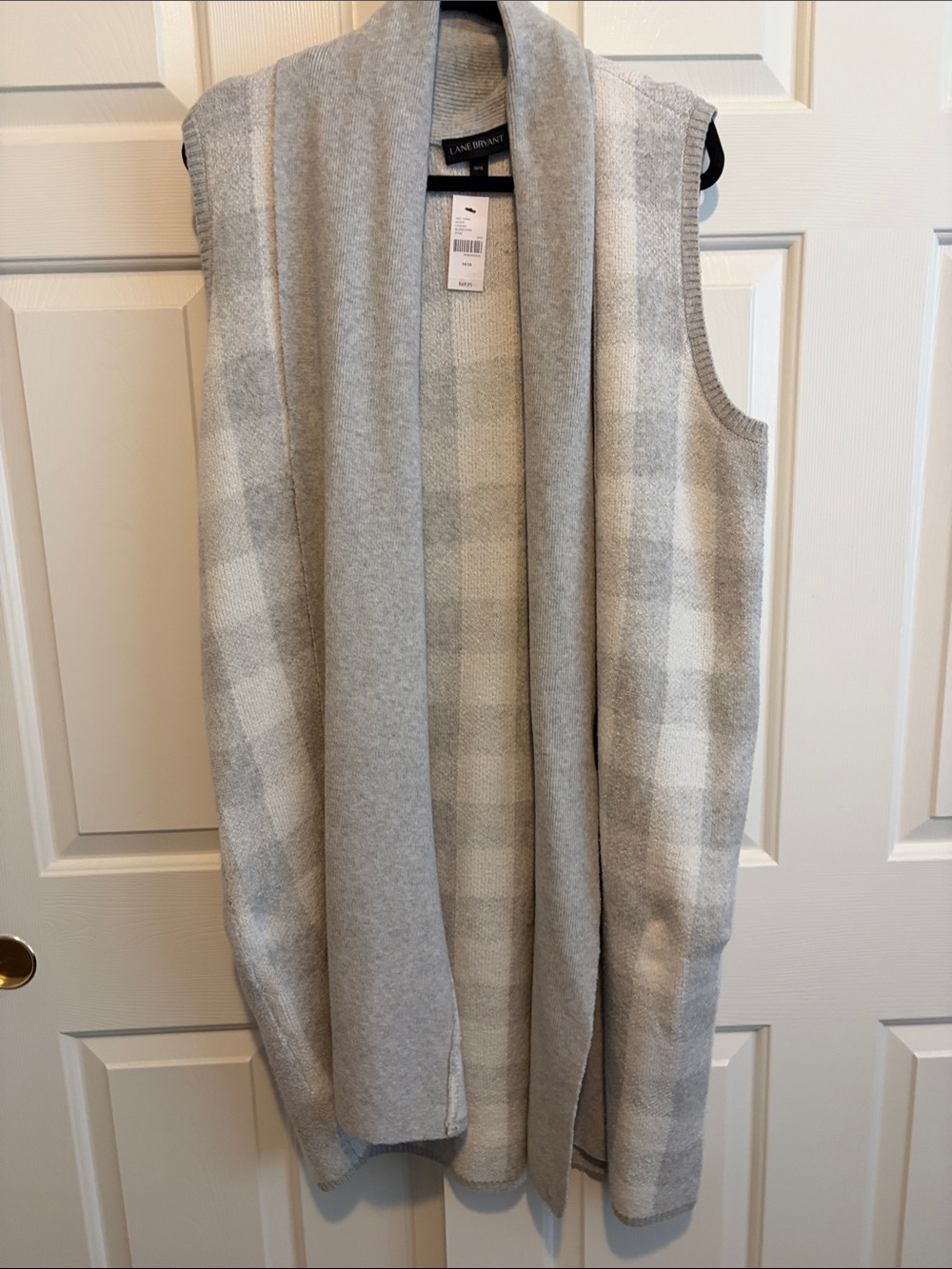 Lane Bryant Gray Plaid Sleeveless Cardigan duster